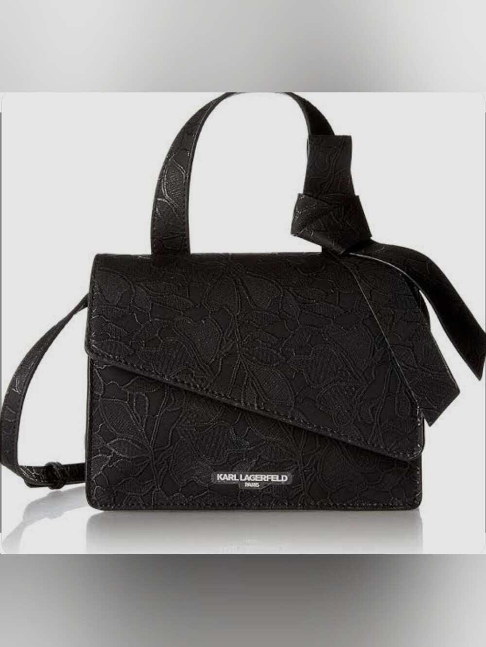Karl Lagerfeld Black Textured Leather Top-Handle Bag